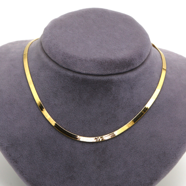 18K Gold Filled Flat Snake Chain Necklace - 8 Lengths 16-30 Inch, 4 Widths, Hypoallergenic