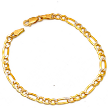 Real Gold GZCR Two Tone Figaro Solid Link Chain Bracelet Unisex 7586 (20 C.M) BR1613