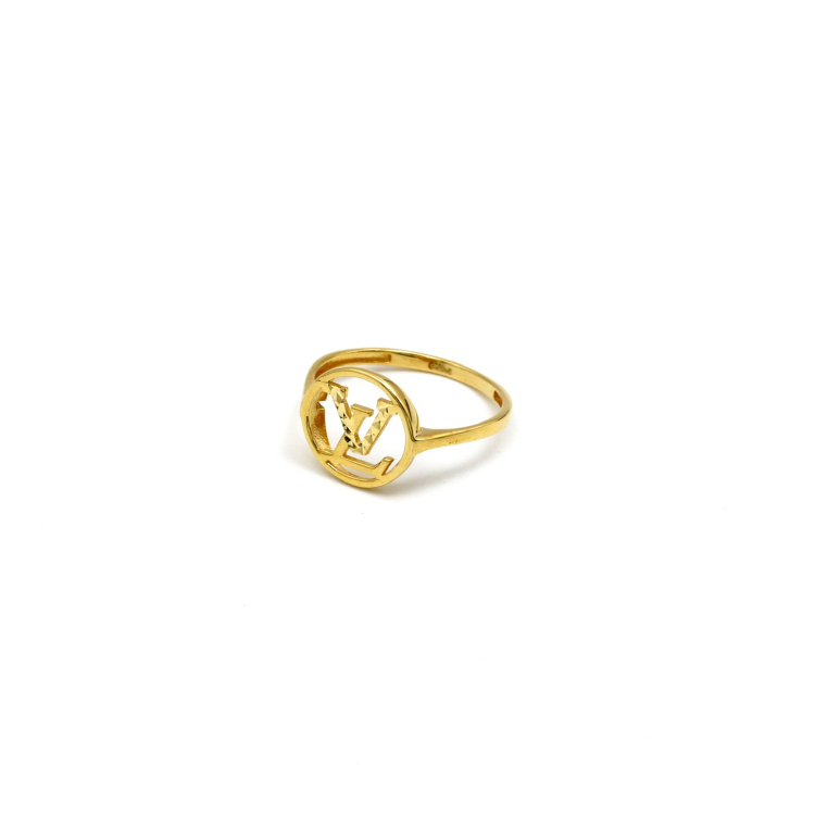 Real Gold GZLV Round Texture Ring 0102-7YZ (SIZE 8) R2230