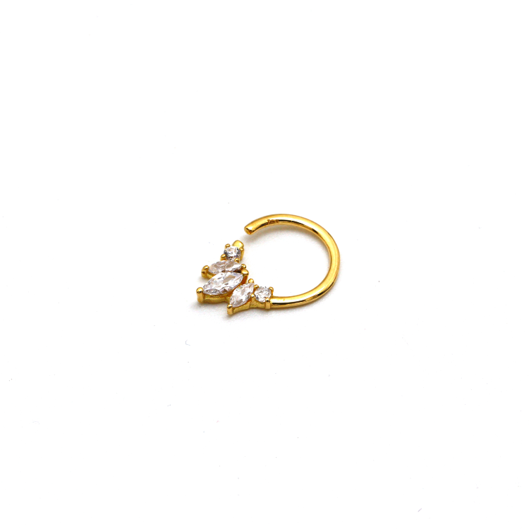 Real Gold Button Nose Ring Piercing With Oval Stone 0009 NP1021