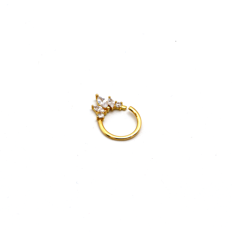 Real Gold Button Nose Ring Piercing With Oval Stone 0009 NP1021