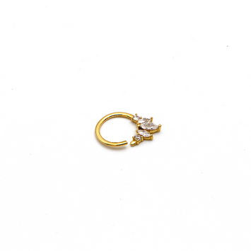 Real Gold Button Nose Ring Piercing With Oval Stone 0009 NP1021
