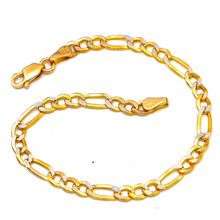 Real Gold GZCR Two Tone Figaro Solid Link Chain Bracelet Unisex 7586 (20 C.M) BR1613