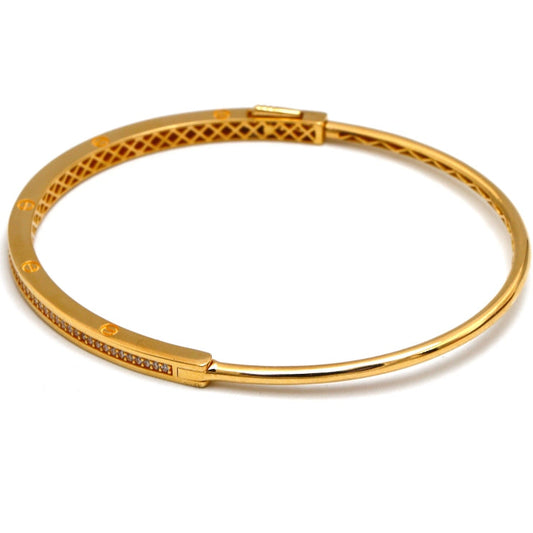 Real Gold GZCR Embossed Stone Screw Bangle 0342 (SIZE 16) BA1448