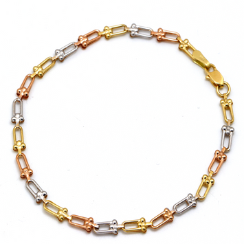 Real Gold GZTF 3 Color Hardware Solid Chain Bracelet TC-4566 (18 C.M) BR1643
