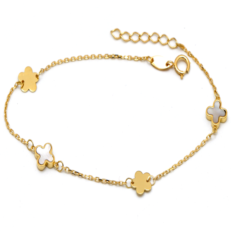 Real Gold GZVC Clover With Flower Butterfly Adjustable Size Bracelet 0750 BR1625
