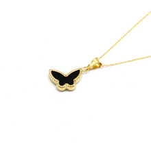 Real Gold GZVC Butterfly Black Pearl Necklace 0115-1KU CWP 1865