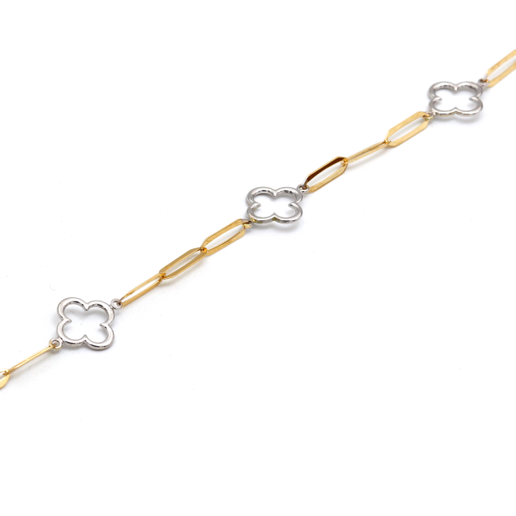 Real Gold 2 Color GZVC 3 Clover Paper clip Bracelet 1306 BR1648