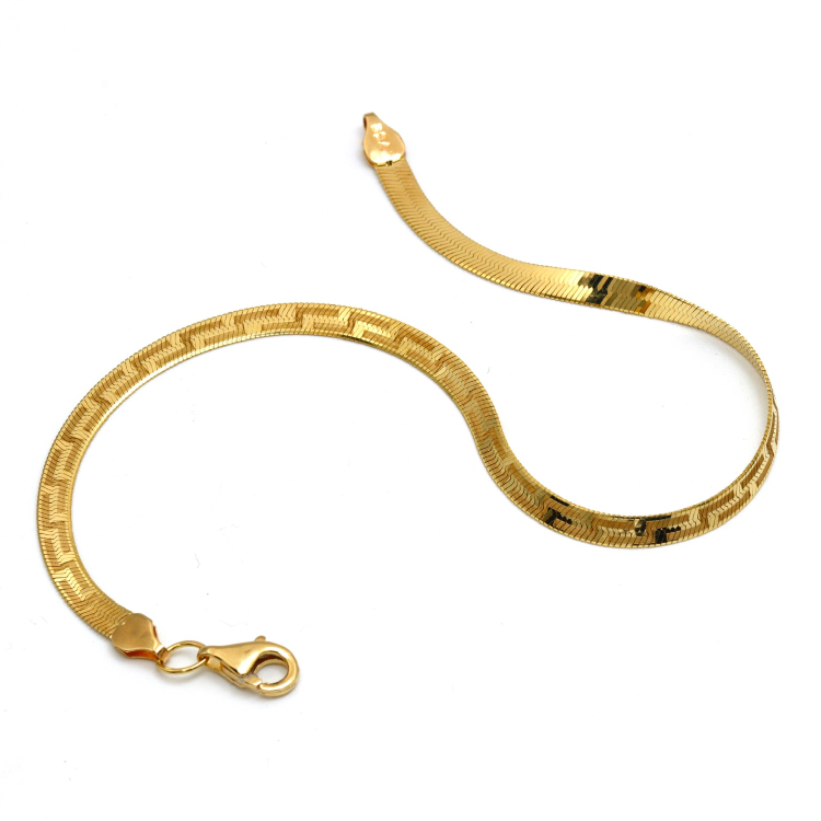 Real Gold Maze Hoop Snake Chain Bracelet 0943 (19 C.M) BR1539