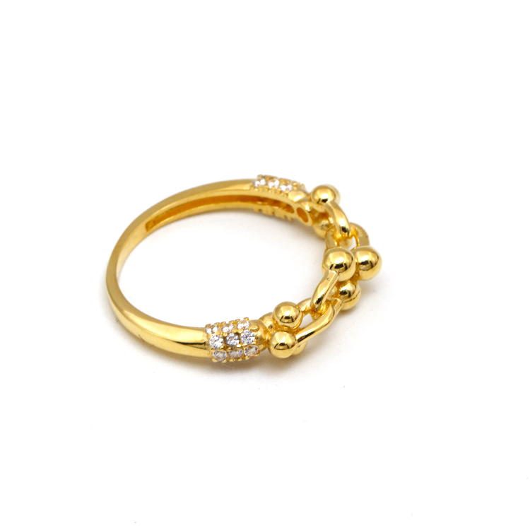 Real Gold GZTF Bubble Hardware Stone Ring 0796 (SIZE 6) R2383