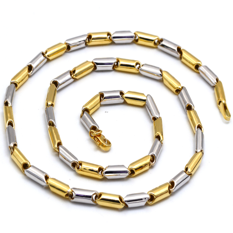 Real Gold 2 Color Roller Link Round 3 MM Thick Necklace YW-4253 (45 C.M) N1391