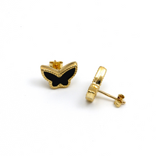 Real Gold GZVC Butterfly Black Pearl Earring Set 0115-1PK E1802