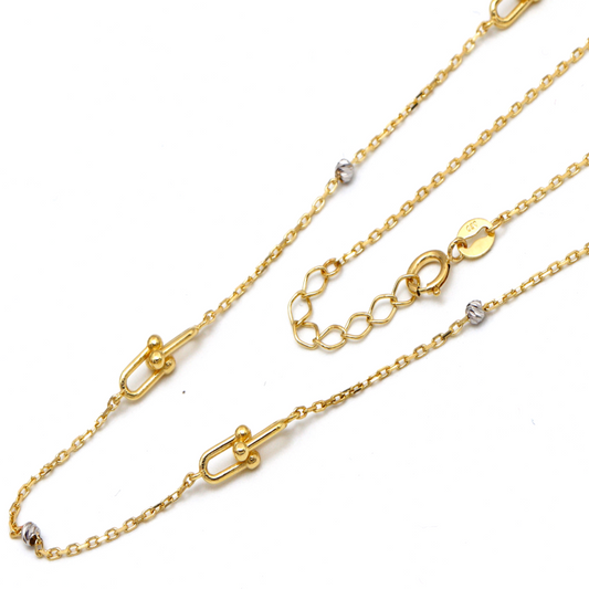 Real Gold GZTF 2 Color Small Hardware With Beads Balls Necklace 8875 N1371