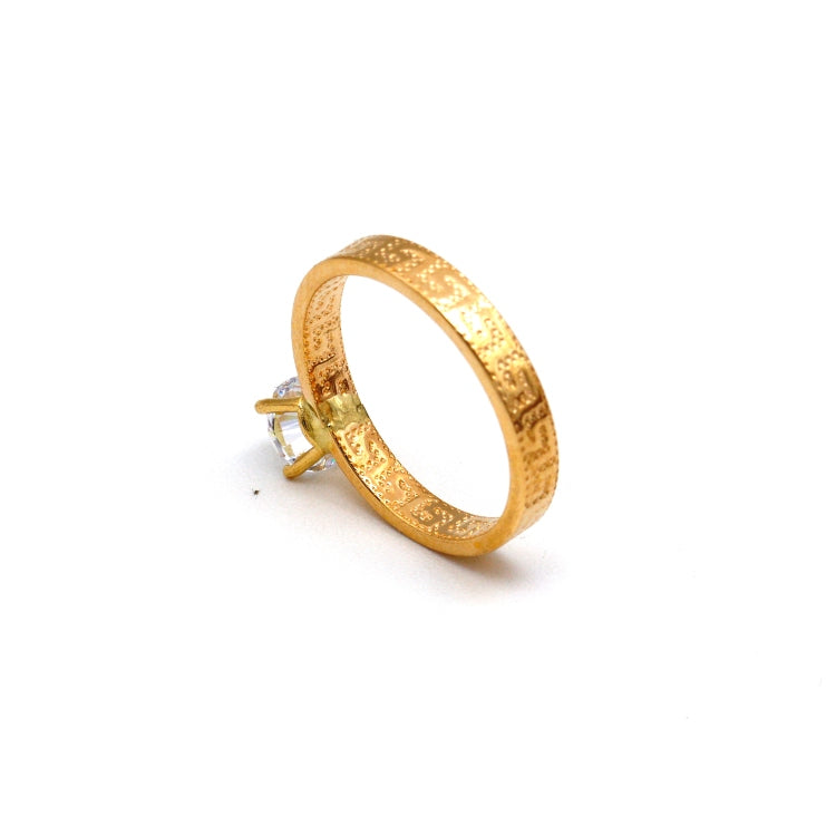 Real Gold Maze Hoop Solitaire Ring 0665 (SIZE 7) R2412