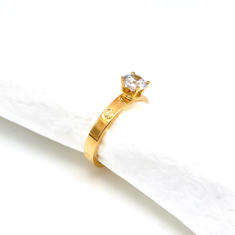Real Gold GZCR Solitaire Ring 0671 (SIZE 6.5) R2398