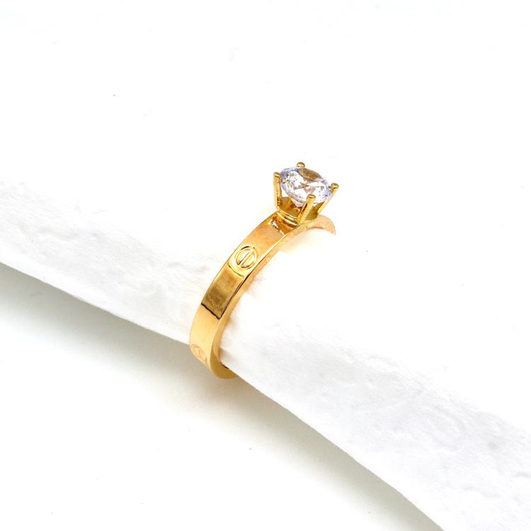 Real Gold GZCR Solitaire Ring 0671 (SIZE 5) R2423