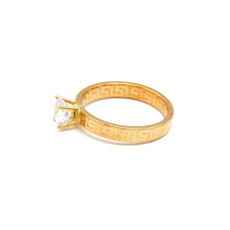 Real Gold Maze Hoop Solitaire Ring 0665 (SIZE 7.5) R2413