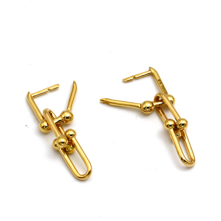 Real Gold GZTF Hardware With Real TF Lock Solid Hanging Clip Earring Set 0372-4 E1824