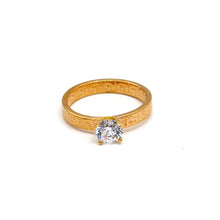 Real Gold Maze Hoop Solitaire Ring 0665 (SIZE 6.5) R2411
