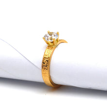 Real Gold Maze Hoop Solitaire Ring 0665 (SIZE 6.5) R2411