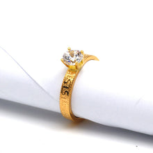 Real Gold Maze Hoop Solitaire Ring 0665 (SIZE 8) R2428