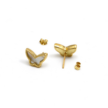 Real Gold GZVC Butterfly Pearl Earring Set 0115-2PK E1801