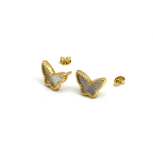 Real Gold GZVC Butterfly Pearl Earring Set 0115-2PK E1801