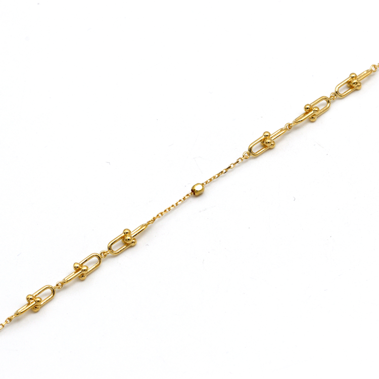 Real Gold Small GZTF with Square Beads Adjustable Size Bracelet 8877 BR1601