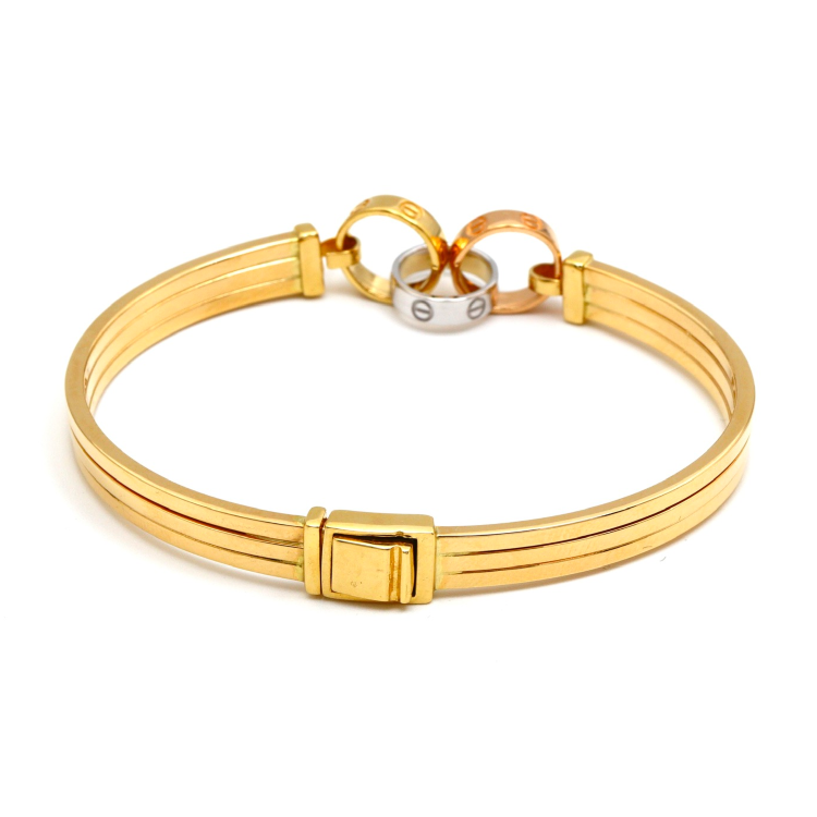 Real Gold GZCR 3 Color Roller Love Ring Bangle BLZ 0094 (SIZE 19) BA1368