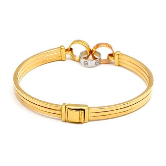 Real Gold GZCR 3 Color Roller Love Ring Bangle BLZ 0094 (SIZE 20) BA1367