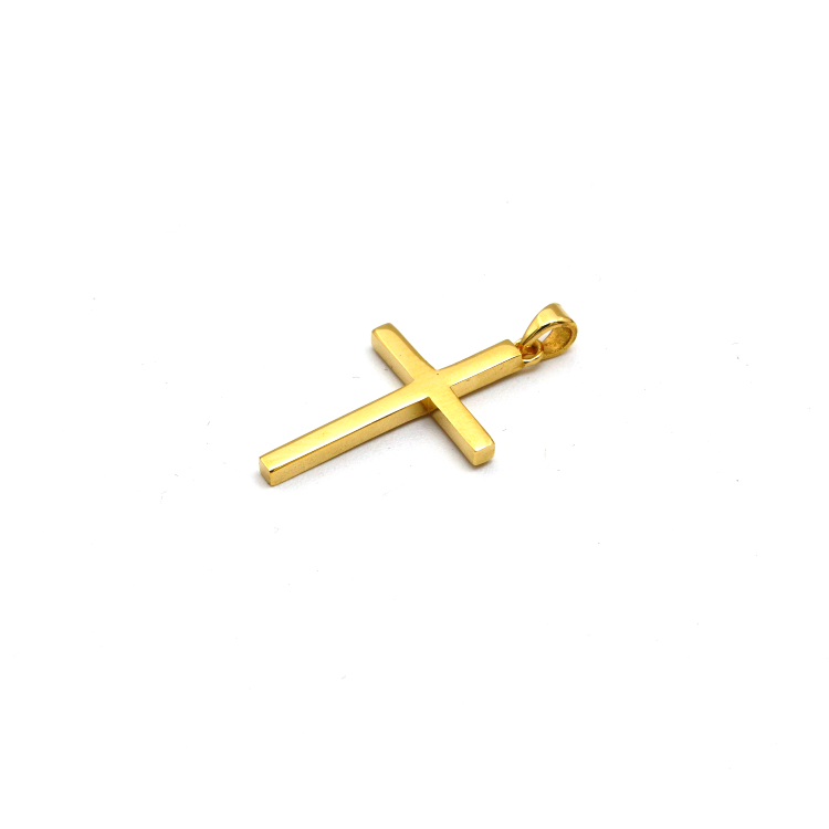 Real Gold 3D Plain Cube Cross Pendant 1365 P 1897