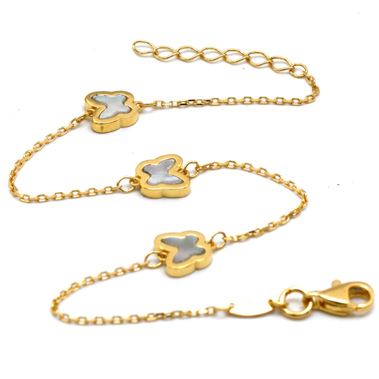 Real Gold GZVC 3 Plain Butterfly Clover Adjustable Size Bracelet 0595 BR1623