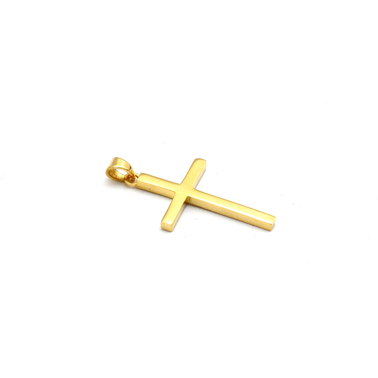 Real Gold 3D Plain Cube Cross Pendant 1365 P 1897