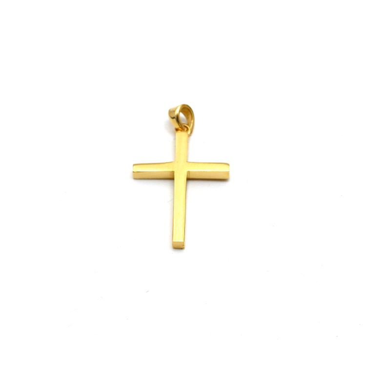 Real Gold 3D Plain Cube Cross Pendant 1365 P 1897