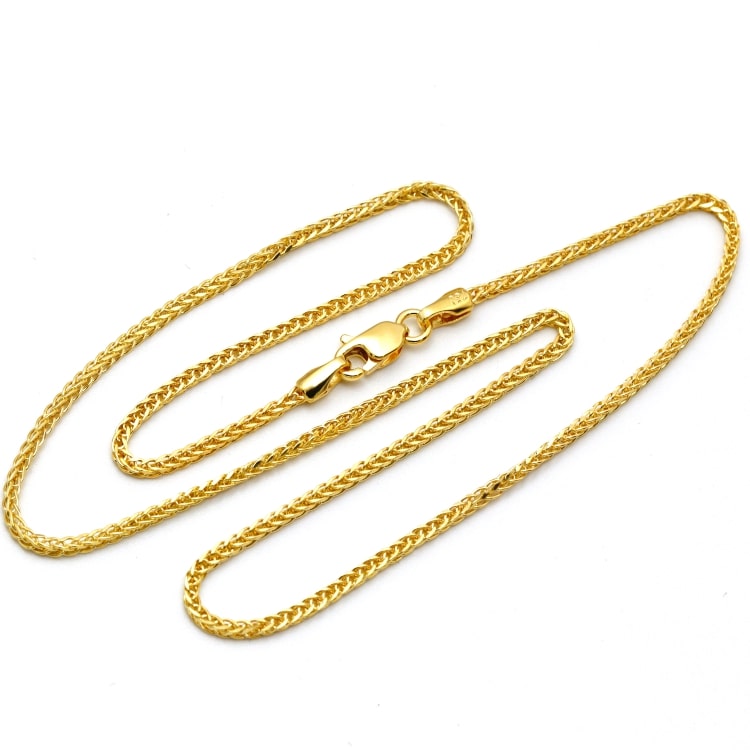 Real Gold GZCR Round Plain Screw Design Luxury Pendant 0869/1 With Wide Wheat 1.5 MM Thick Chain 4170 CWP 1914